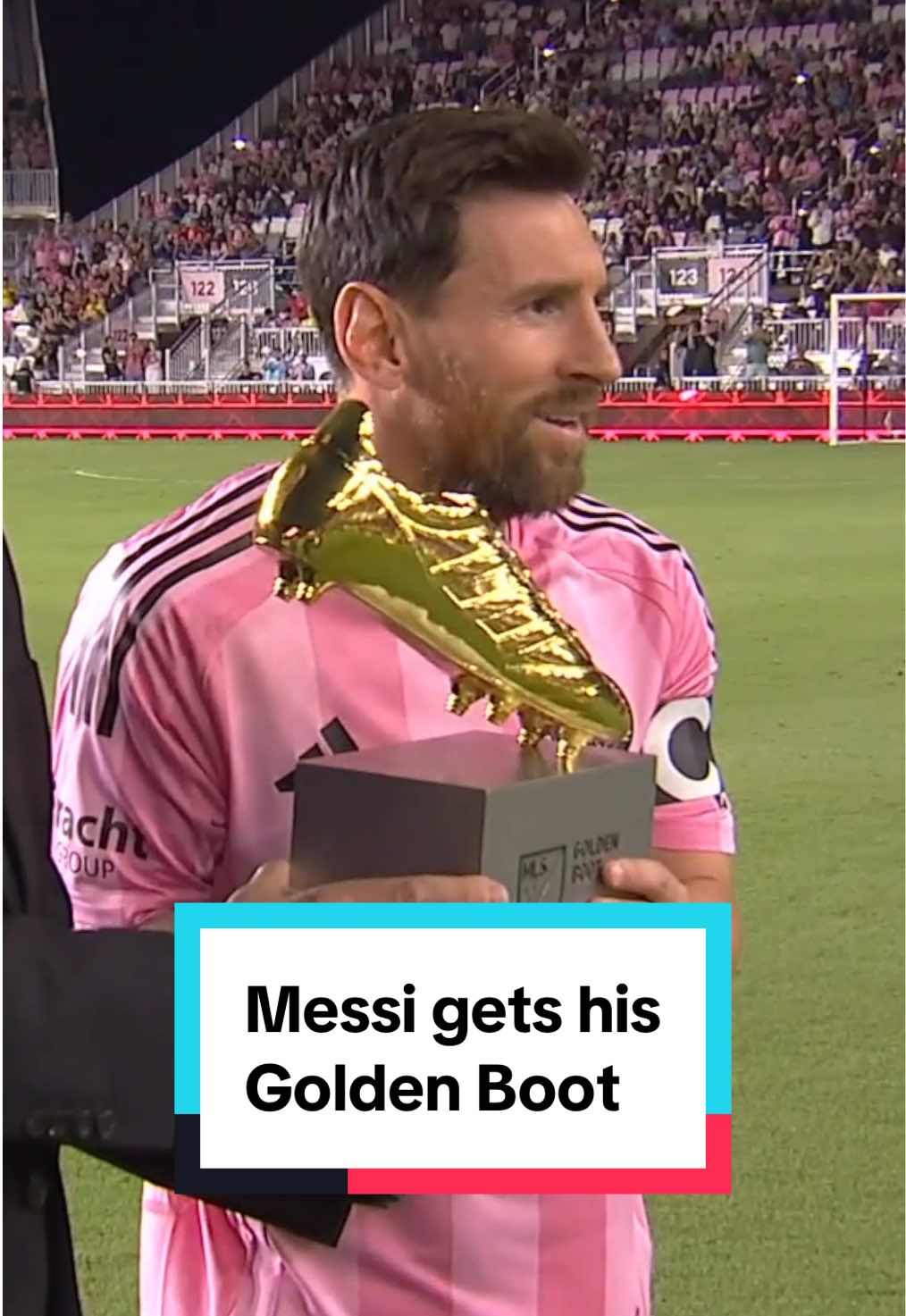 28 games. 29 goals. One @AudiUSA Golden Boot winner: Lionel Messi ✨ #messi #goldenboot #intermiami #MLS #trophy 