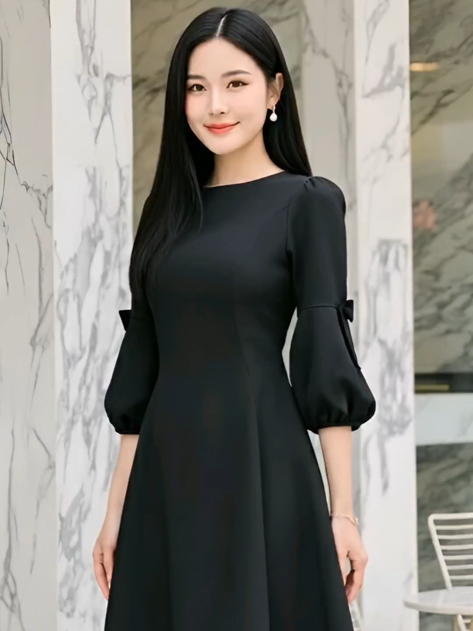 คอมพลีทลุคเรียบหรูดูแพง กับเดรสตีเกล็ดทรงสวย เนื้อผ้าพรีเมียม สวยสุภาพ ใส่ได้ทุกโอกาส พิกัดในตะกร้าค่ะ ✨ #ชุดดำ #เดรสออกงาน #ชุดทำงาน #เดรสสีดำ #ชุดดำงานพิธี.