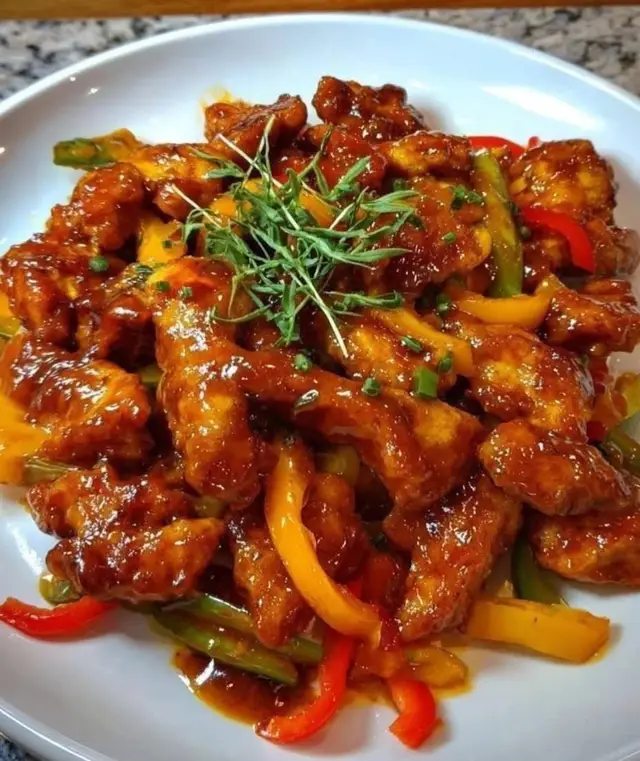 Chicken Stir-Fry😍 Ingredients 2 chicken breasts, thinly sliced 2 tablespoons vegetable oil 3 cloves garlic, minced 1 onion, sliced 1 red bell pepper, sliced 1 cup broccoli florets 2 carrots, julienned 3 tablespoons soy sauce 2 tablespoons oyster sauce 1 tablespoon sesame oil Salt and pepper, to taste Green onions or sesame seeds, for garnish Instructions Heat the vegetable oil in a large skillet or wok over medium-high heat. Add the chicken slices and stir-fry until golden and cooked through, about 5–6 minutes. Remove and set aside. In the same pan, sauté garlic and onion until fragrant. Add bell pepper, broccoli, and carrots, stir-frying for 3–4 minutes until just tender but still crisp. Return the chicken to the pan. Pour in soy sauce, oyster sauce, and sesame oil. Stir everything together until well coated and heated through. Season with salt and pepper as needed. Garnish with chopped green onions or sesame seeds before serving.