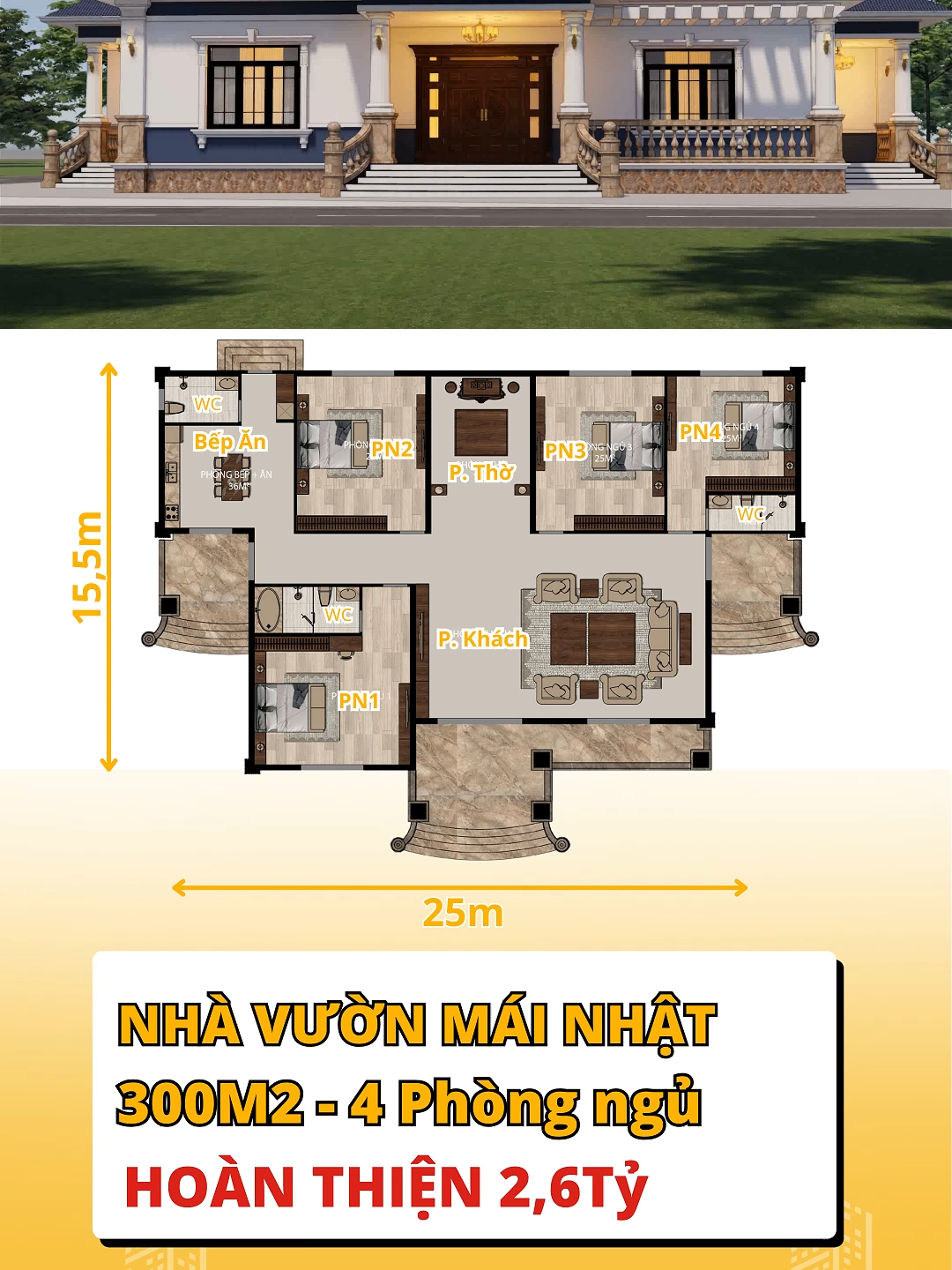 Nhà Vườn Mái Nhật: Diện tích 300m2, công năng 4 phòng ngủ. #nhadep2025 #xuhuongtiktok #kientruc365 #nhamainhat #nhamainhatdep #nhadep #nhavuon #nhacap4dep #maunhadep #nhamaithai #nhamaithaidep #nha1tang #thietkenhadep #xuhuong #dexuat