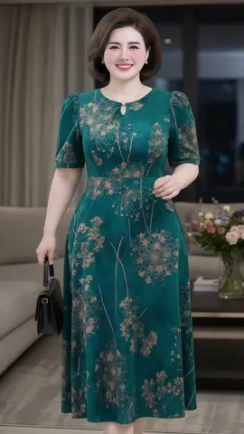 Đầm xòe hoa cổ giọt nước, dáng trẻ trung – diện lên là thấy sang liền #VayDepTrungNien #Thoitrangtrungnien #thoitrangbigsize #MacDepMoiNgay #xuhuong 