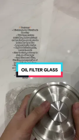 1000-1500ML Stainless Steel Oil Filter Glass Condiments Bottle with Lid Condiments Container Description Product parameters: ✅ Material: High borosilicate + 304 stainless steel + silicone ✅ Product dimensions: 1000ml: 121214.3cm 1500ml: 121218.5cm 🎉Features🎉 - Oil storage and filtration in one step - High temperature resistance, heat-resistant and explosion-proof, can be heated by open fire - Large capacity design - High borosilicate glass, accurate scale - Easy to clean, not easy to rust, no oil leakage - 1mm fine mesh filter, filtration and separation of more delicate and clean - Eagle-shaped flow guide, no dripping and no hanging - Anti-hanging oil reflux, smooth oil discharge - Dustproof design with cover 📦 Packing list: Oil pot * 1 Strainer * 1 Lid * 1 Crash pads * 1 #fyp #oilfilter #glasscondiments #oilcontainer #oilstrainer 