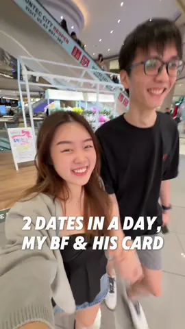 2 dates in a day — my bf and his card 😏💳 Outfit 1: Airism Bra Camisole, Baggy Curve Jeans & Light Soufflé Yarn Short Cardigan  Outfit 2: Soufflé Yarn Crew Neck Sweater & Jersey Barrel Leg Pants  Honestly, I think I can officially trust him with my outfit choices now — UNIQLO’s versatile fits make it hard to mess up 😌✨ @UNIQLO Singapore #UNIQLO #UNIQLOStyleCreator #UNIQLOstyle #OOTD #fallfashion       