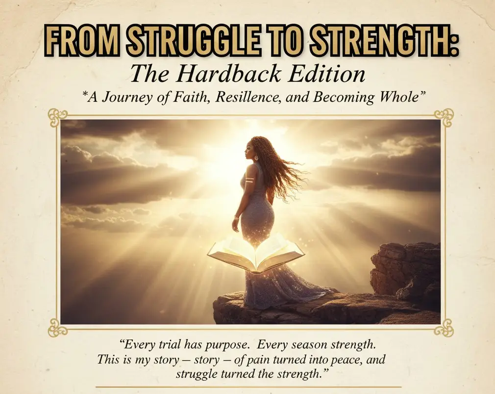 “From the pages of pain to the power of purpose — From Struggle to Strength is officially online 💫💎 Sneak peek of the hardback edition coming soon… 🎉📚💖