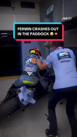 Paddock crash unlocked ✅ 🤯 After topping Q1 and crashing at Turn 4, @Ferminaldeguer 54 was a little too eager to get his bike in the box 😅 #MalaysianGP 🇲🇾 #MotoGP #FerminAldeguer #SportsOnTikTok 