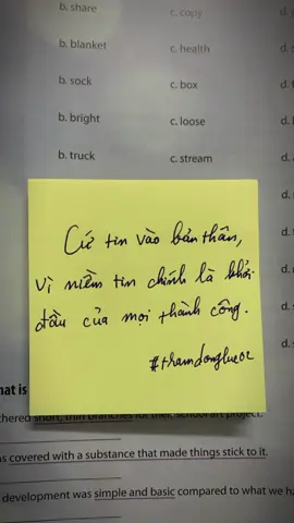 Cứ tin vào bản thân vì niềm tin chính là khởi đầu của mọi thành công #cogangmoingay💪 #dongluchoctap #tramdongluc02 #dongluc #foryou 