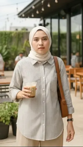 Fukutani Kemeja Salur Oversize. Bahan Katun, bahan adem, lembut dan tidak terawang, #kemejawanita #kemejasalur #blouse #atasanwanita 