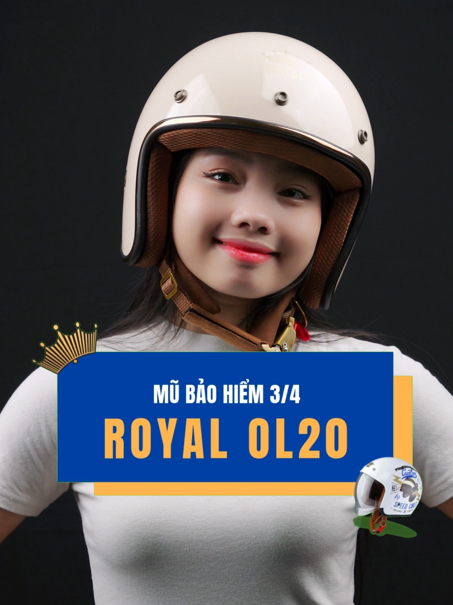 “Không chỉ là nón bảo hiểm – đây là style. 🏍️ Royal OL20 – thiết kế 3/4, nhẹ, thoáng, chuẩn biker. Đi phố hay phượt đều chất! 💥 Đội Royal – chất chơi, an toàn, phong cách! 😎🔥” #RoyalOL20 #NonRoyal #BikerStyle #PhuotThu #TikTokXeCung