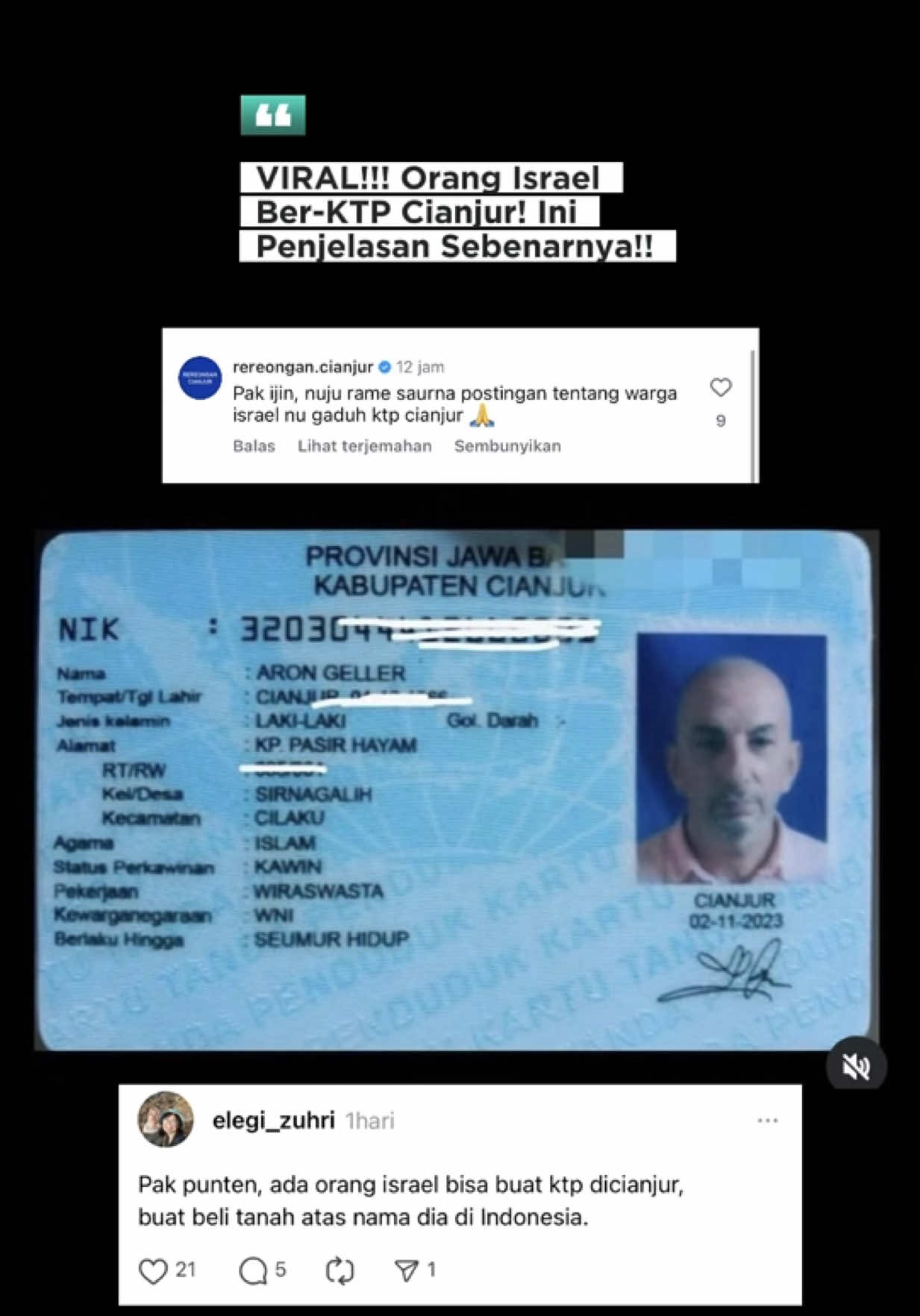 Hari ini saya mengunjungi Dinas Kependudukan dan Pencatatan Sipil (Disdukcapil) Kabupaten Cianjur untuk memastikan kebenaran informasi yang ramai diperbincangkan di media sosial terkait adanya warga negara Israel yang memiliki KTP beralamat di Cianjur. Setelah dilakukan pengecekan langsung menggunakan sistem kependudukan nasional yang terintegrasi, dapat dipastikan bahwa data tersebut tidak terdaftar secara resmi, yang berarti KTP tersebut palsu. Saya mengimbau kepada seluruh masyarakat agar tidak mudah percaya dan menyebarkan informasi yang belum terverifikasi kebenarannya. Pastikan untuk selalu membaca dan menelusuri sumber informasi dengan bijak sebelum membagikannya. #drmohammadwahyu 