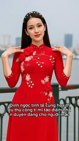 Áo dài đỏ Lụa Mỹ đính kết hoa #haohao #aodailuamycaocap #aodaidepnhat #aodaitruyenthongdepnhat #aodaidinhhoathucong 