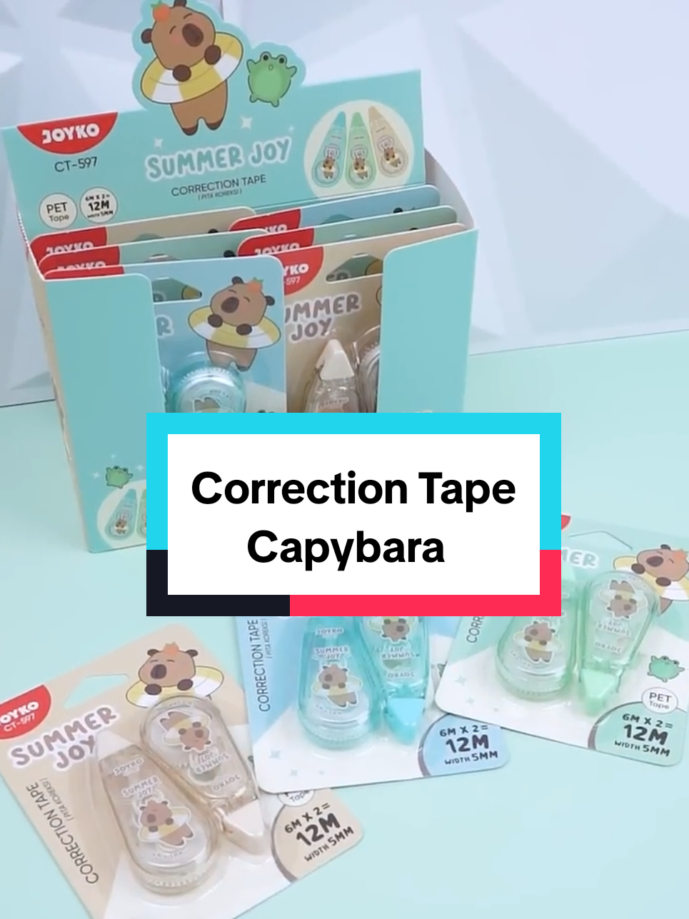 Pita koreksi yang punya motif unyuuu 🤏🏻 Apakah capybara hewan favorit kamuu bestie? #joyko #joykoindonesia #stationery #correctiontape #fyp 