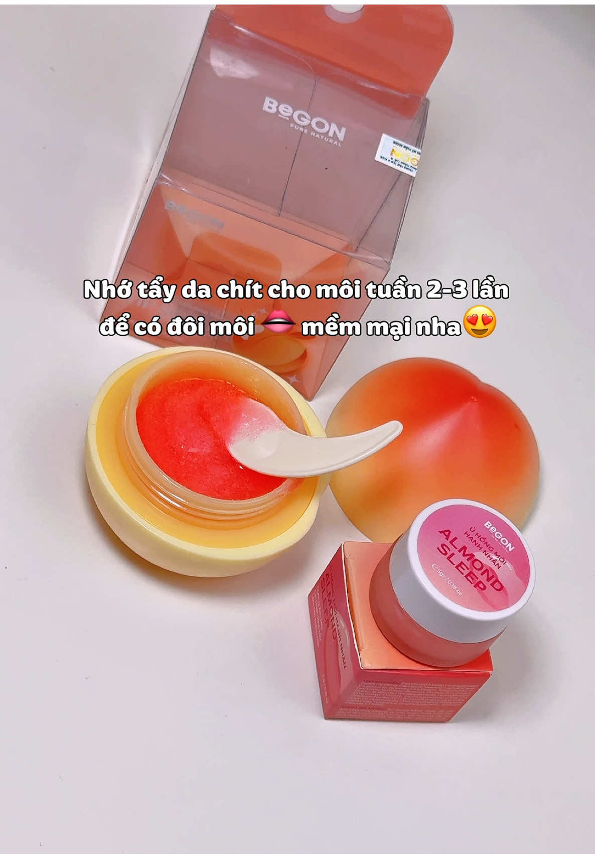 Tuần dùng 2-3 lần để môi luôn mềm mại hồng xinh nhaa💕#BEGON #taytebaochetmoi #taydachet #taytebaochetdao#tiemtaphoacuachannie 