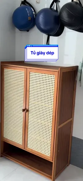 Thiêt kế quá đẹp cho em tủ giày dép gỗ tre mây này #tugiaydep #tugiaygotre 