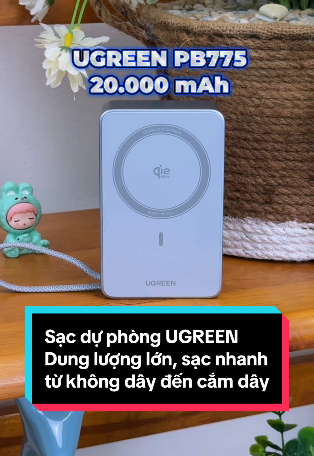 UGREEN 20.000mAh Chuẩn Qi2.2 25W. Sạc nhanh từ cắm dây & không dây.. cực kỳ xịn !!! #LearnOnTikTok #education #thanhcongnghe 