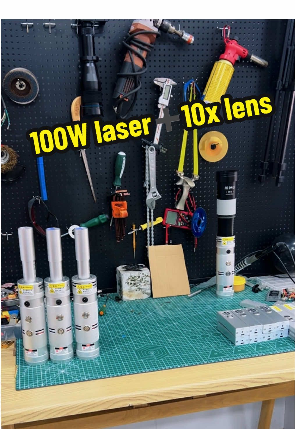 100W laser➕10x lens#TikTok #laserigniter #laser #light #DIY 