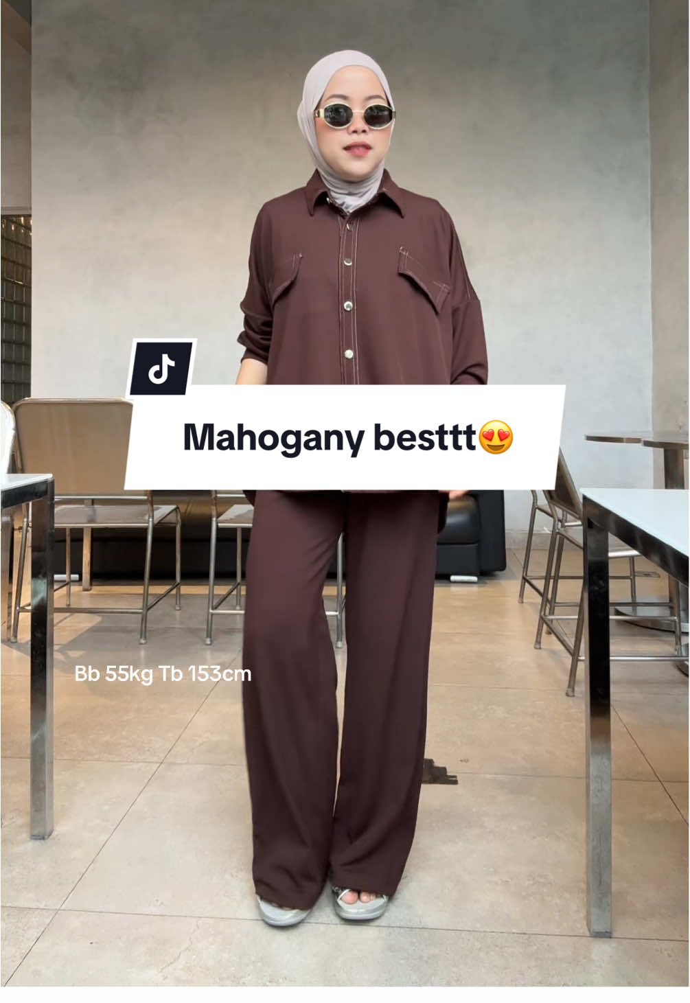 Warna mahogany tu nyerep banget ke kulit kuning langsat atau sawo mateng yaa cakep 😍 #setcel #knitt #busuifriendly 