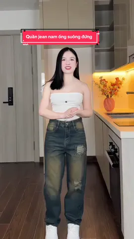 Quần jean nam ống suông đứng