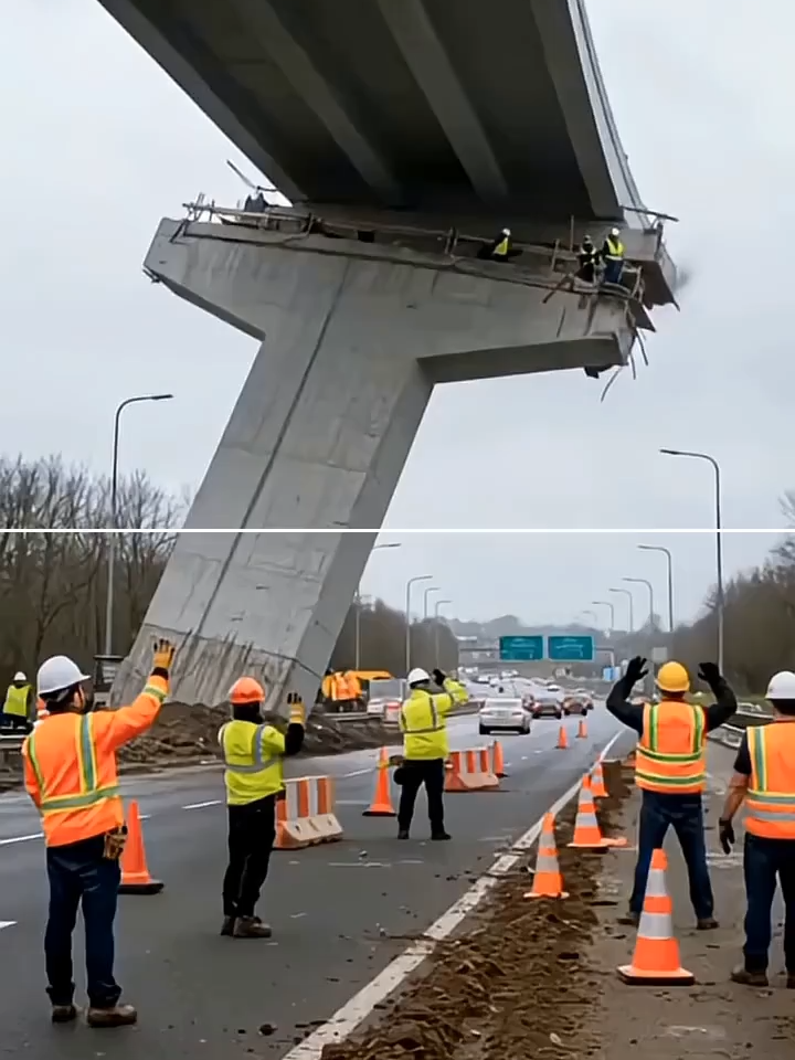 seconds before the bridge pillar collapsed 🌉#buildingpower