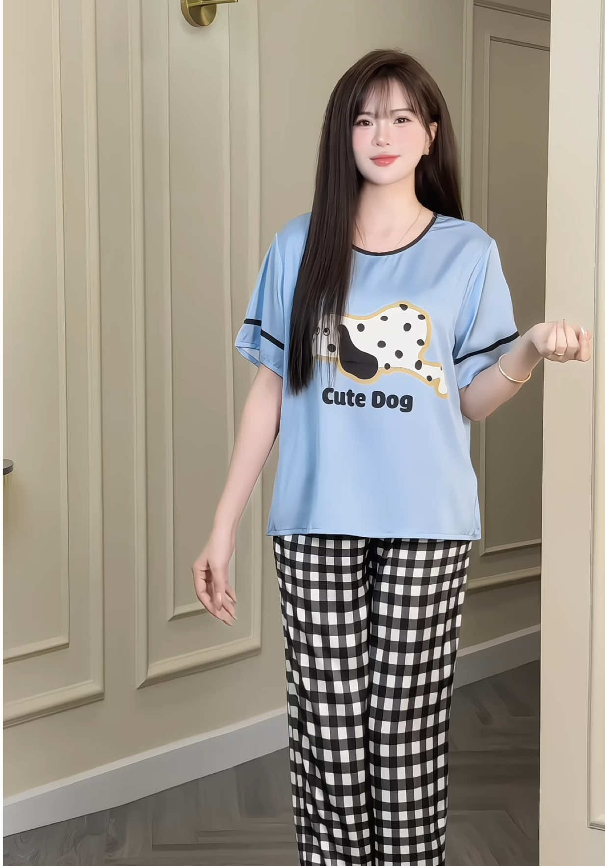 Bộ Ngủ Cổ Tròn Dành Cho Nữ Họa tiết dễ thương #champhanriview #pijama 