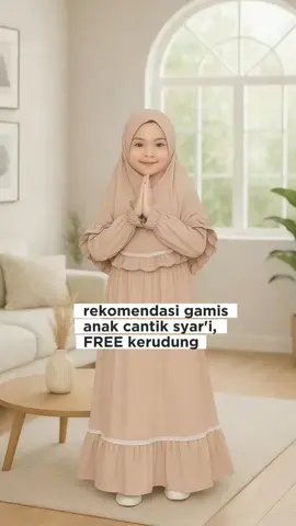 Setelan gamis dan kerudung cantik syar'i, untuk usia 1-10 tahun. #gamisanaksyari #gamisanakcantik #gamiskekinian #gamislebaran 