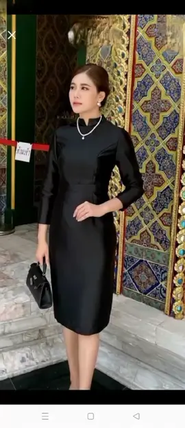ชุดจิตรลดาปะยุกต์  เดรสสีดำ เดรสเรียบหรู #ป้ายยาtiktok 