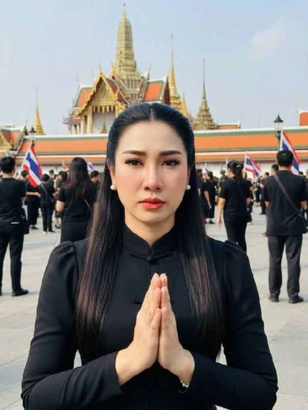 #metaai #AI #เปลี่ยนภาพนิ่งให้เป็นวิดีโอเคลื่อนไหวได้ #แจกคำสั่งฟรี สร้างภาพจากใบหน้าที่แนบไปในรุป100 %(ตา คิ้ว จมูก ปาก ห้ามเปลี่ยนแปลง)ภาพพอร์ตเทรตสุดสมจริง ภาพมีความสมจริงทั้งแสงและเงาชัดเจนและคมชัดแบบ 8k ผิวขาวผุดผ่อง ธรรมชาติมากที่สุด โฟกัสที่ใบหน้า ตาคมโตดูโดดเด่นขนตาหนางอนยาว ปากแดงชมพูธรรมชาติดูสุขภาพดี แก้มชมพูระเรื่อ ผมยาวสีดำ เมื่อถูกแสงมีโทนน้ำตาลเข้ม ผมเงางาม กรอบหน้าชัดเจน รวบผมครึ่งหัว ใส่เสื้อแขนกระบอกคอตั้งสีดำกระมหน้า นุ่งผ้าไหมสีดำ เครื่อประดับมุข ใบหน้าเศร้าพนมมือ ฉากหลังเป็นวัดพระแก้วมรกต มีผู้คนใส่ชุดดำถือธงชาติไทย ภาพมุมกว้างเห็นวิวโดยรอบ