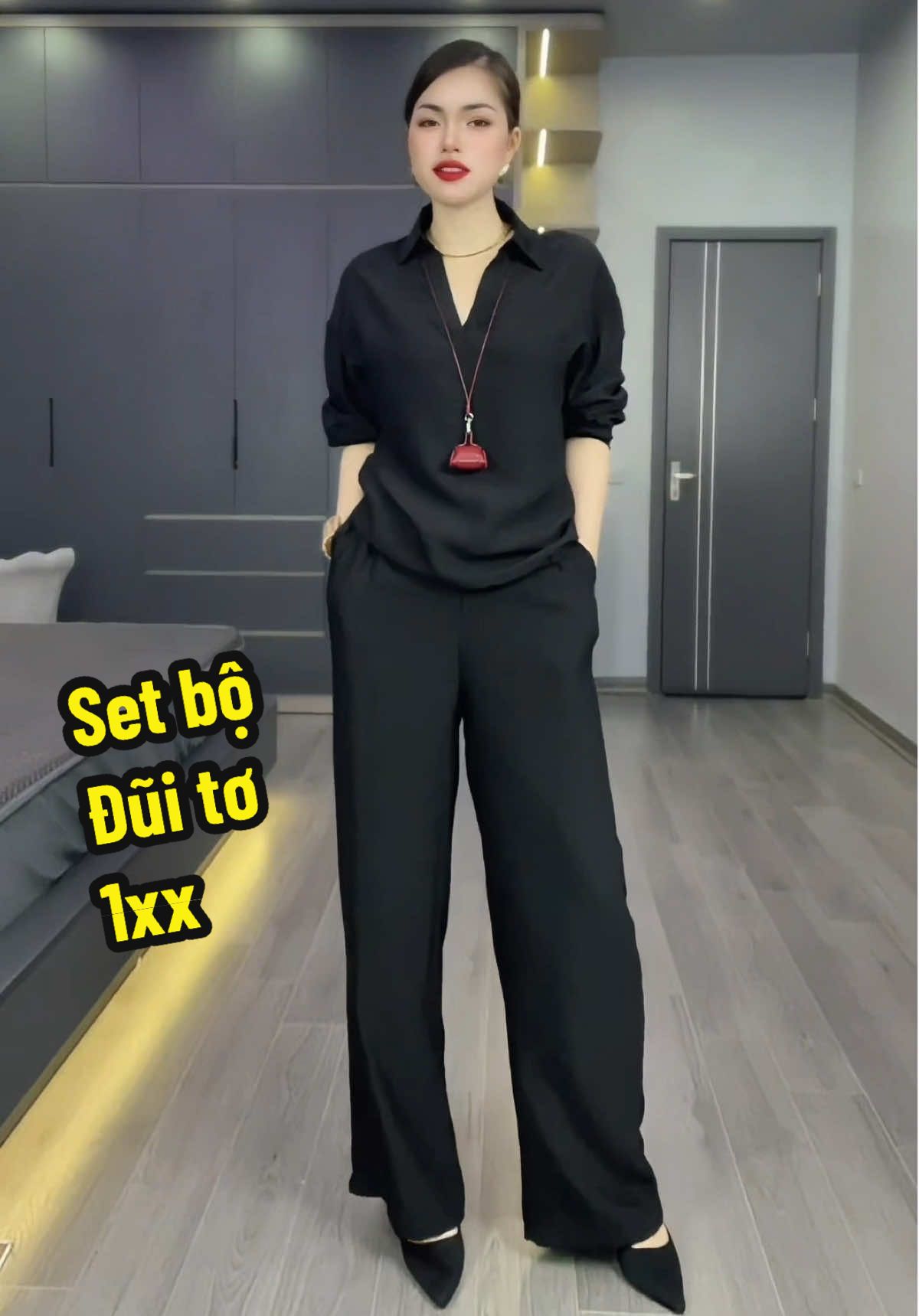 Set bộ đũi tơ..cổ V. Sang chảnh. Quần suông thoải mái #liên_aila #setbo #setboxinh #setnu #setdui 