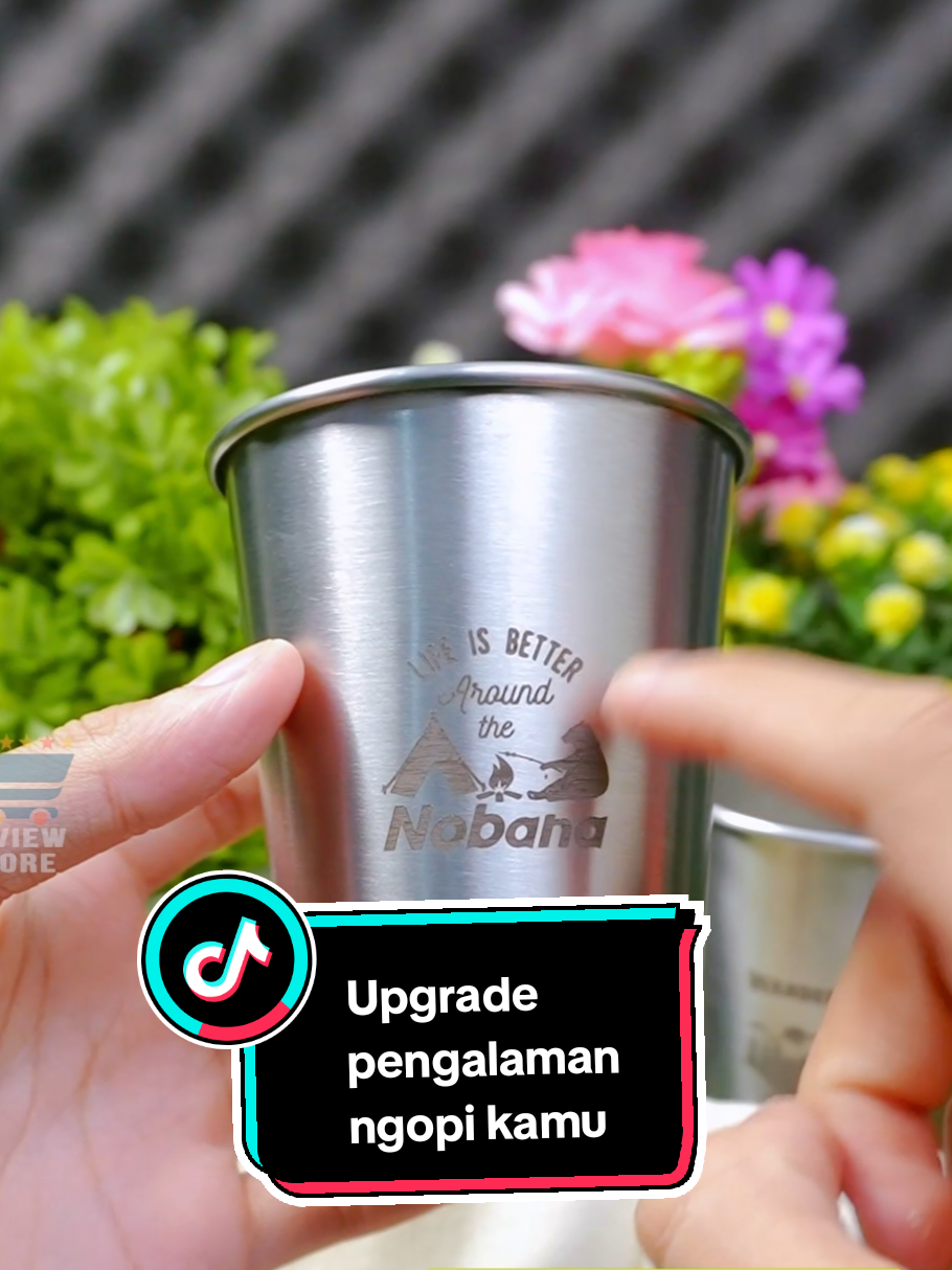 Ngopi bareng teman atau keluarga makin nikmat kalau pakai satu set gelas dari Nobana ini. Bahannya tuh udah pakai stainless steel 304 jadinya udah pasti food grade 😉 #gelas #gelasstainless #alatcamping #piknik #camping 