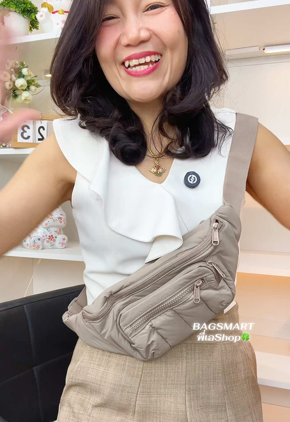 กระเป๋าคาดเอว คาดอก ความยาวสาย 50 นิ้ว กระเป๋าขนาด 10 นิ้ว จากแบรนด์ BAGSMART ผ้าไนลอนกันน้ำกันฝน#พี่เอshop🍀 #พี่เอ #กระเป๋า #กระเป๋าคาดอก #bagsmart 