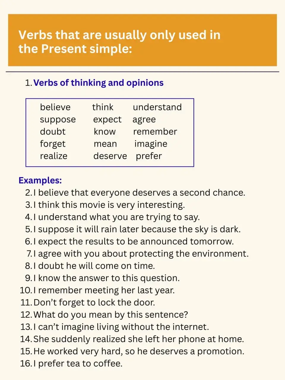 Verbs that are usually only used in the present simple🌼 #improveyourenglish #easyenglish #englishteacher #engcrush #englishgrammartips #viral 