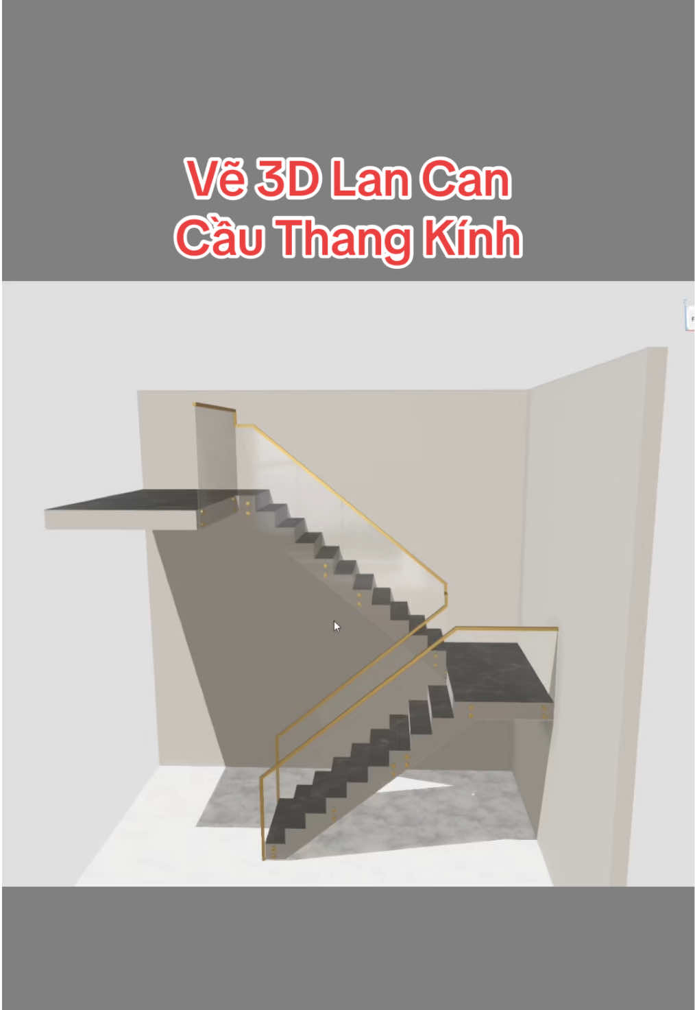 Vẽ 3D Lan Can Cầu Thang Kính!#khangnam #khangnamdanang #vecuanhomkinh3D #ve3d #cuanhom 