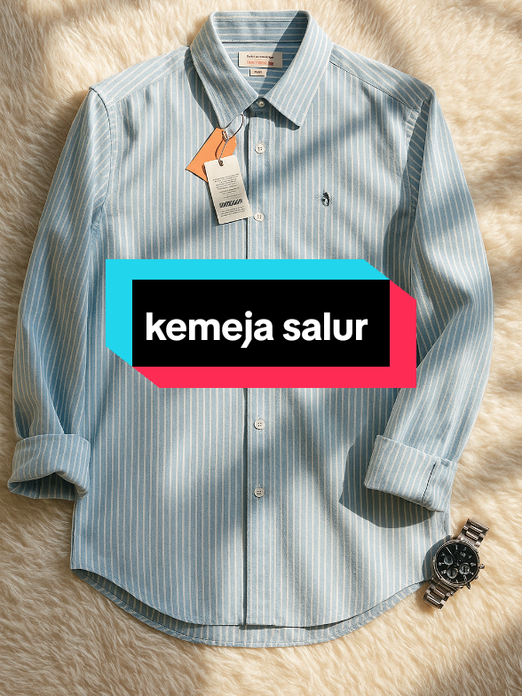 Kemeja Salur GIORDANO Lengan Panjang Pria. #kemeja #kemejapria #foryou #fyp 