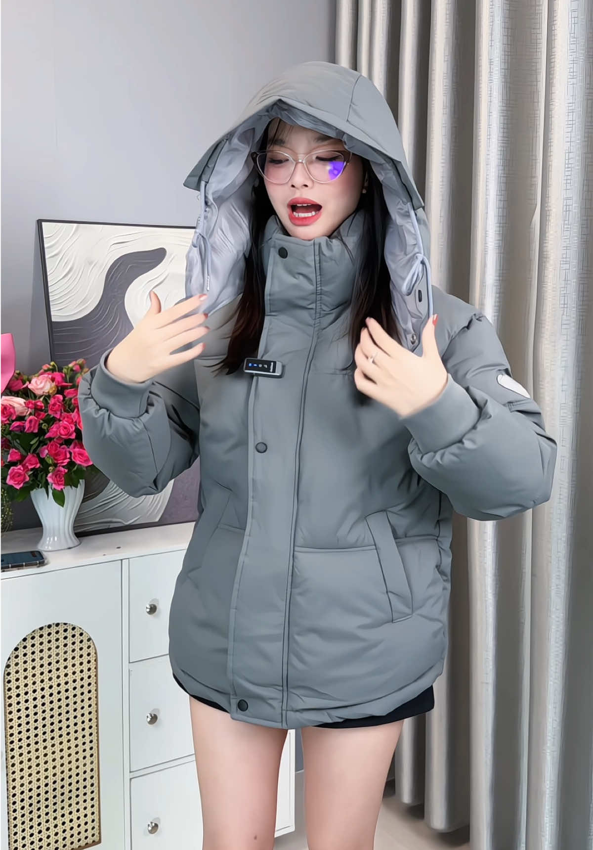 Áo khoác phao cổ cao kèm mũ to #hiennguyen6666666 #thoitrangnu #aokhoacphao #aokhoacnu #xuhuong 