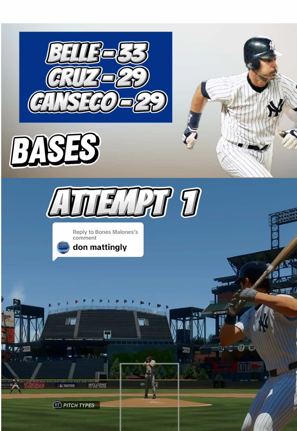 Replying to @Bones Malones Don Mattingly legends total bases challenge! #baseball #MLB #fyp #mlbtheshow #mlbplayoffs 