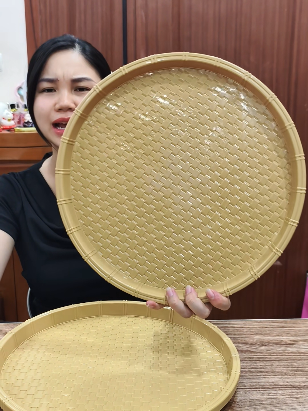 Combo 2 Khay nhựa tròn giả mây để thức ăn #khaynhuagiamay #khaynhuadungdo #cotiennhaxinh 