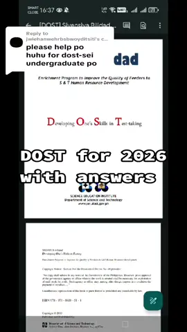 Replying to @jwiehanwehrbsbwoyditsiti #dost #dostscholarship #dostreviewers #dostsei #dost2026 