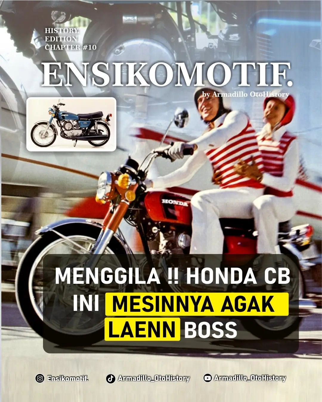 ‼️GILAKK !! HONDA CB INI MESINNYA AGAK LAEN ‼️ Pada pertengahan era 70an, Honda pernah mengembangkan  sebuah project Rotary Engine layaknya mesin Mazda RX7.  Lucunya Mesin Rotary tersebut di jejalkan ke sebuah  CB125 seri K5 tahun 1975. Bjirrr Berkonfigurasi single rotor dengan dilengkapi karburator Keihin 722A  bertipe vakum (bukan skep konvensional) seperti  yg dipakai di CB350 Twin.  Housing rotor+bak kalter atas dipaksa menyatu dengan mesin bawah+ bak kopling yg mirip dengan milik CB125 K5 Sayangnya mesin ini hanya sampai di tahap prototipe Karena Honda  tidak mendapat lisensi dari NSU selaku pemegang patent mesin wankel. #fyp #honda #hondacb #cb125 #wankelengine 