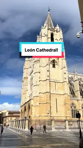 Santa María de León Cathedral — is a masterpiece of Spanish Gothic architecture located in León, Spain. Construction began in the 13th century on the site of ancient Roman baths and a former royal palace. The cathedral is famed for its stunning stained glass windows, which cover nearly 1,800 square meters, making them some of the most extensive and best-preserved medieval stained glass collections in Europe. #group7 #cathedral #spaintravel #aesthetic #fyp