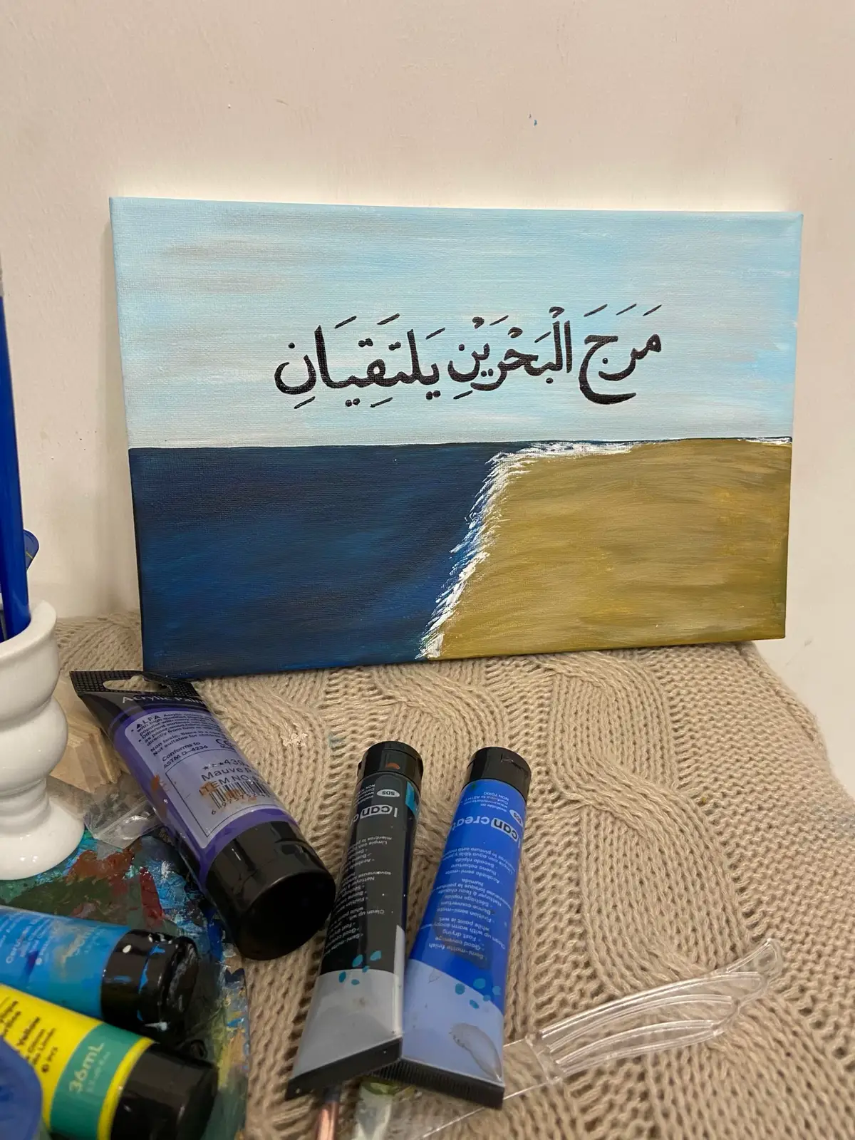 هاي فكرة احد التعليقات طلبت ارسم مرج البحرين  وان شاء الله تنال اعجابكم 🤍✨ . . . . . . . . #اكسبلورexplore #مالي_خلق_احط_هاشتاقات  #رسمي #لوحات_كانفس #مرج_البحرين_يلتقيان_بينهما_برزخ_لايبغيان 