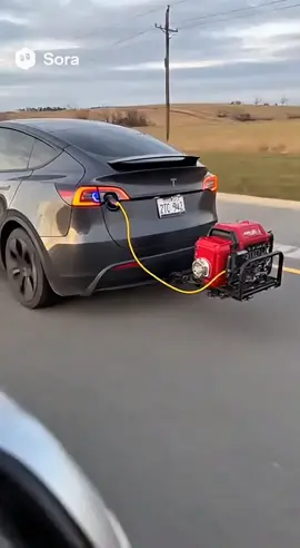 Tesla car charged with portable generator  #tiktokdrivingcampaign #carsoftiktok #teslamodel3 #elonmusk  #tesla 