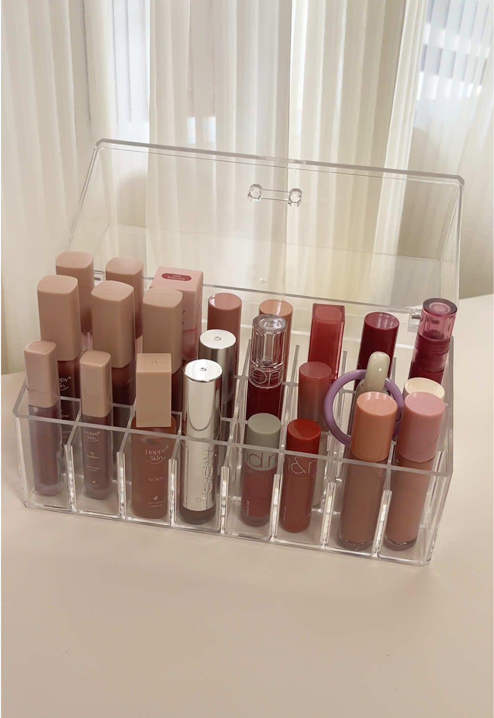 finally got my lippies organized😍thanks to this cute organizer🌷✨#lipstickorganizer #makeuporganizer #liptint #lipstick #makeupstorage #tiktokfinds #makeupph #BeautyTok #fyp #foryou #fypシ゚viral 