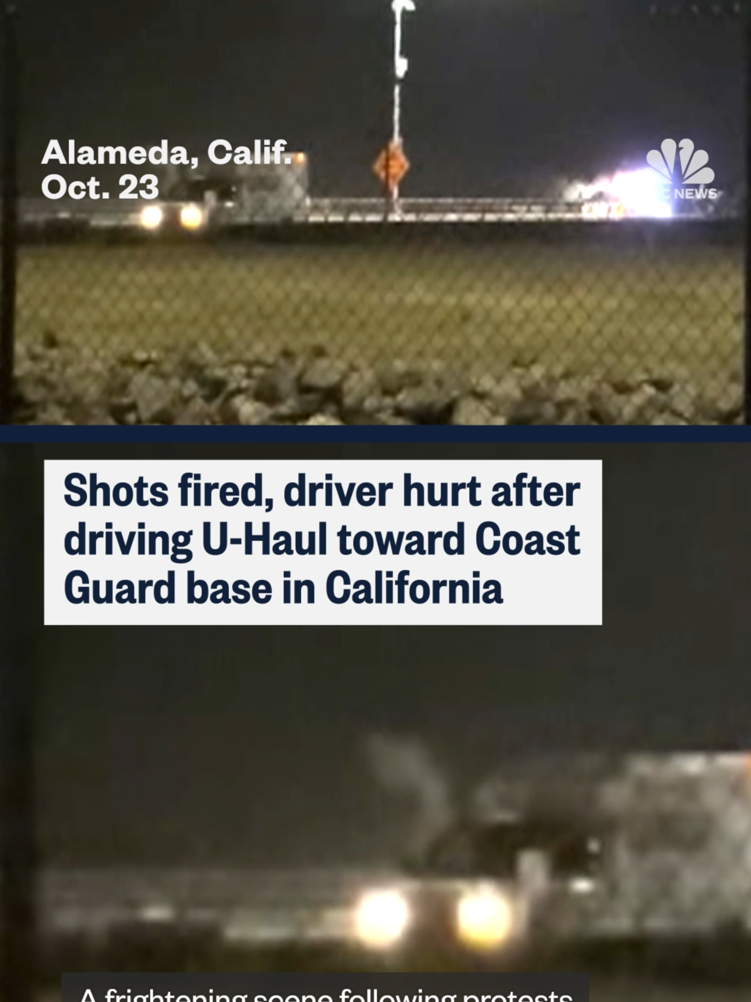 Following protests against federal immigration officers in Oakland, #California, DHS says officers fired at a U-Haul truck when it sped in reverse in their direction outside of a Coast Guard base.