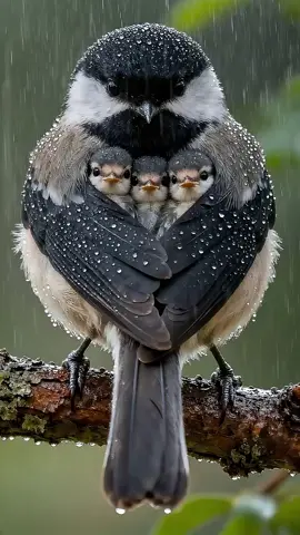 Mother bird sheltering her kids 🥹❤️  #fypシ #fypシ゚viral #birds #viral 