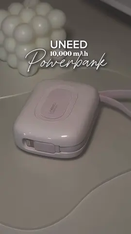 UNEED 10,000mAh mini powerbank with dual built-in fast charging cables 🛍️🫶🏻 #uneed #powerbank 