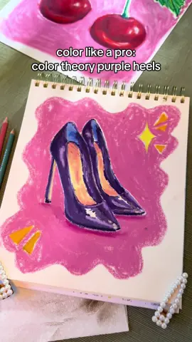 Drawing purple heels using oil pastel and color theory!!! #oilpastel #heels #colortheory #drawing #coloring 