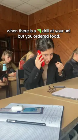 By all means we were very quiet and very serious about the drill, and did try to poke fun at it, she just ordered it without knowing theres a drill happening today, she handled it well, the delivery guy did not interfere with the drill and her food was not stolen afterwards so all is good. #fyp #foryoupage #uni #college #foryou @Alishka 
