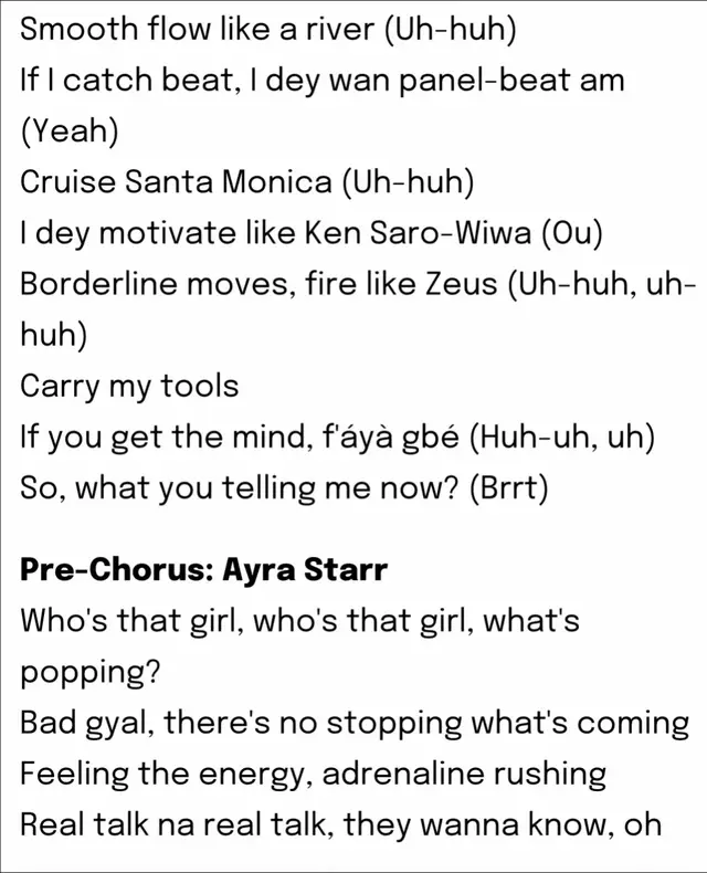 #rema #whosdatgirl #fyp #ayrastarr #lyricsvideo 