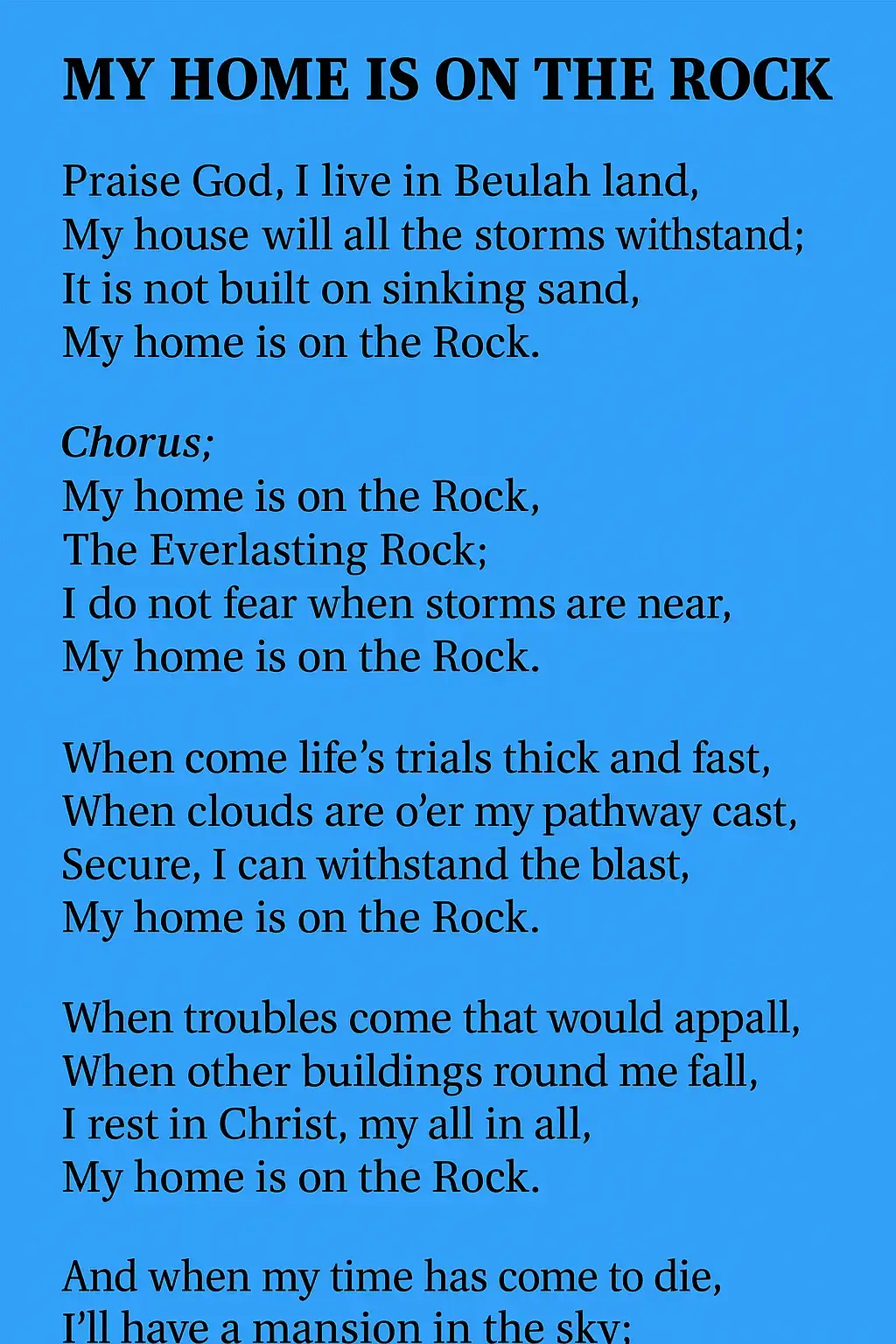My Home is on the Rock by Sis Winnie Olowo  #onthisday #hopeministries #myhomeisontherock 