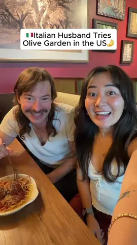 Taking my Italian husband to Olive Garden 😇 @brad_podray 