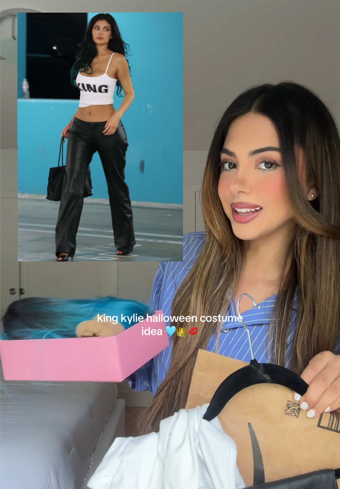 Turning myself into King Kylie 👑💄 #kingkylie #kingkyliecostume #kyliecosplay #uniquehalloweencostume #lastminutehalloweencostumes 